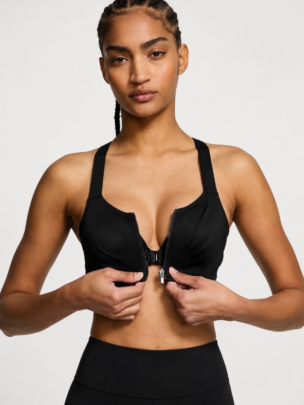 Victoria’s Secret VSX Black Front Zip High Impact Underwire Sports Bra 38D/DD